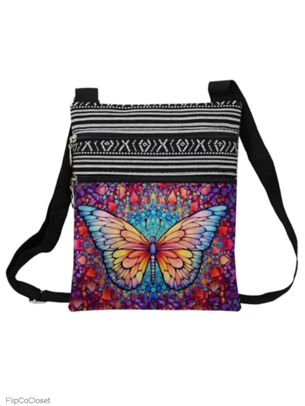 Butterfly Crossbody Bag Zipper Pouch Adjustable Strap Women Handbag